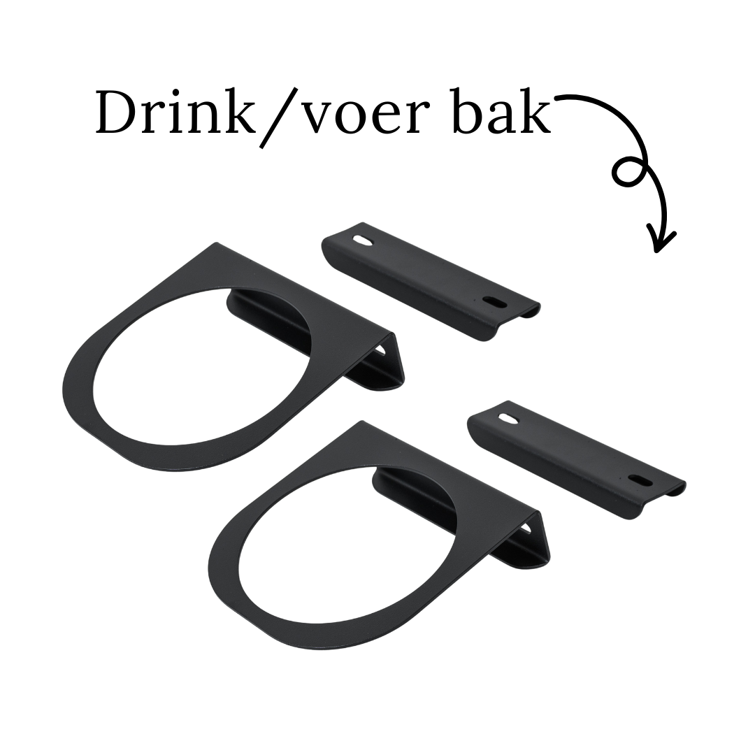 Stalen drink en voerbak hondenbench