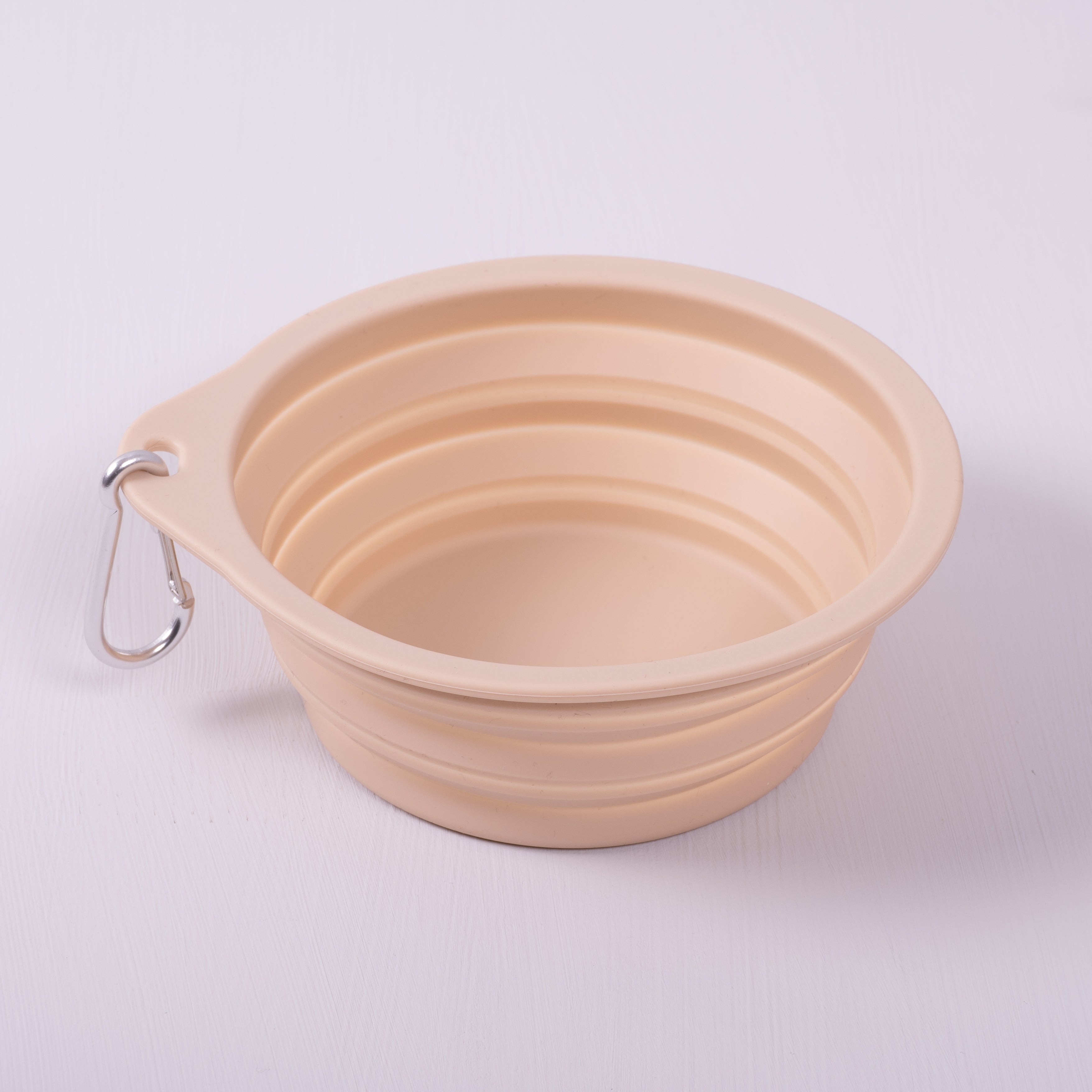 Draagbare Siliconen voerbak beige