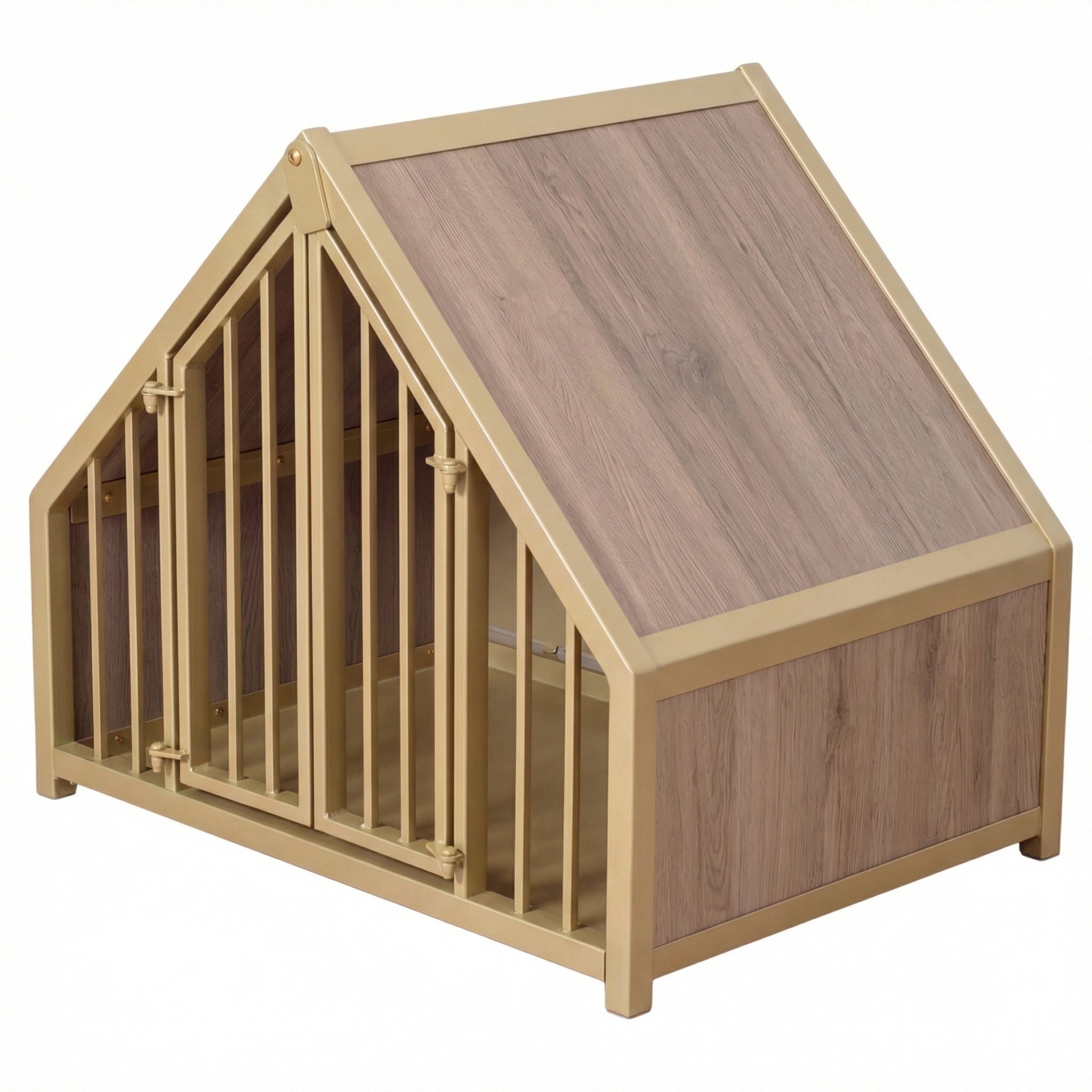 Hondenbench huisje staal en hout Sanremo oak
