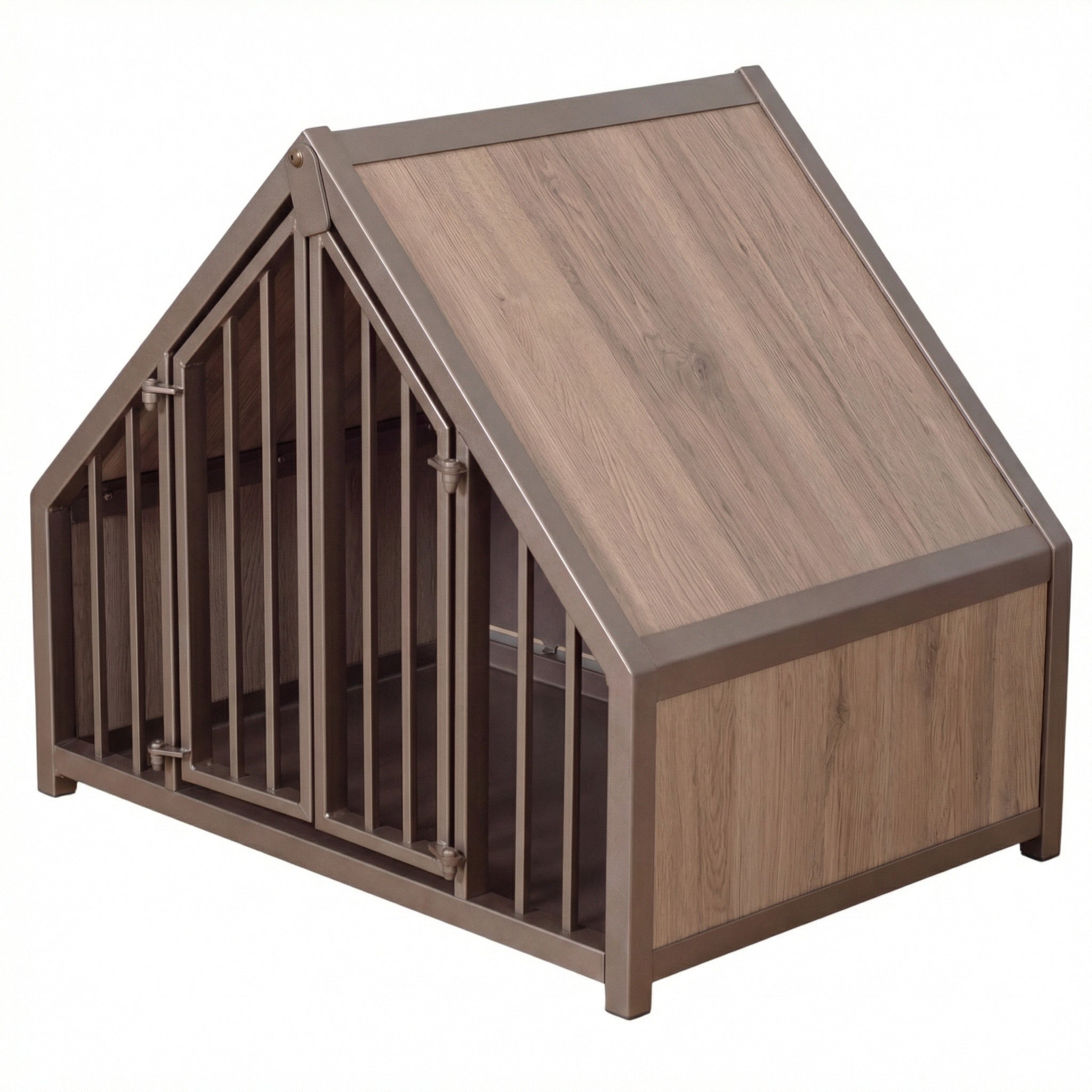 Hondenbench huisje staal en hout Sanremo oak