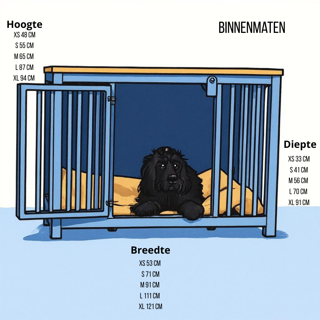 Hondenbench staal met eiken blad – luxe design voor elk interieur