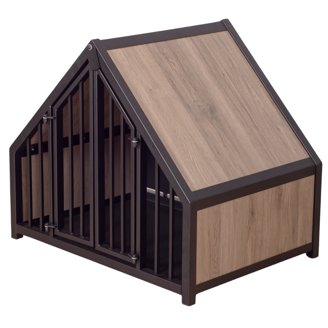 Hondenbench huisje staal en hout Sanremo oak