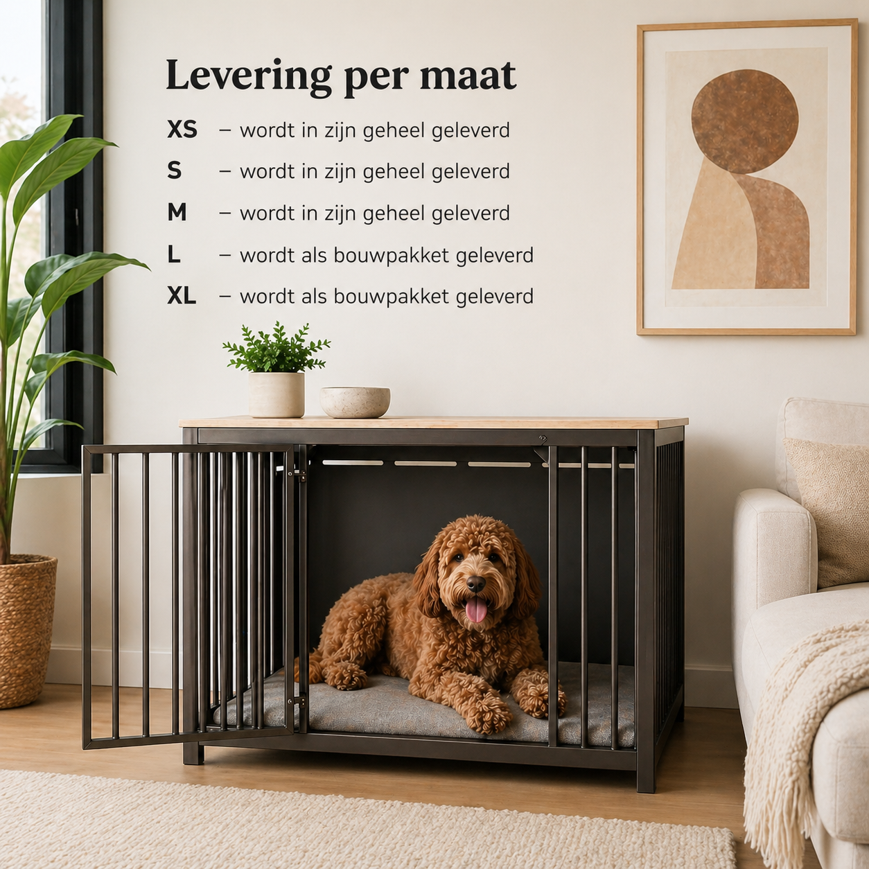 Stalen hondenbench voor in huis – Design bench voor woonkamer