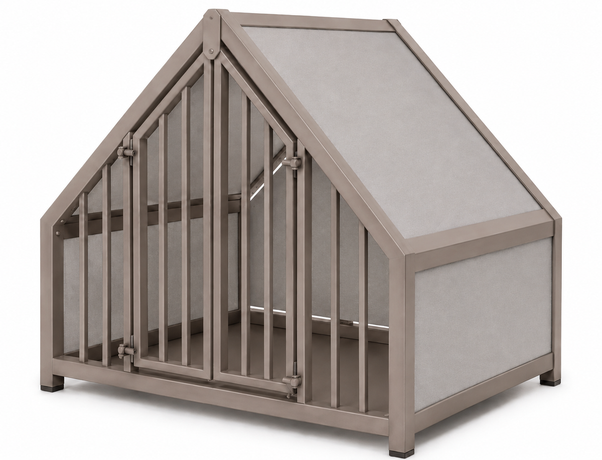 Stalen hondenbench huisje hout Clay – productfoto