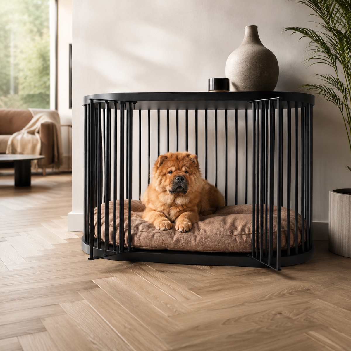 Ovale design hondenbench – sfeerfoto