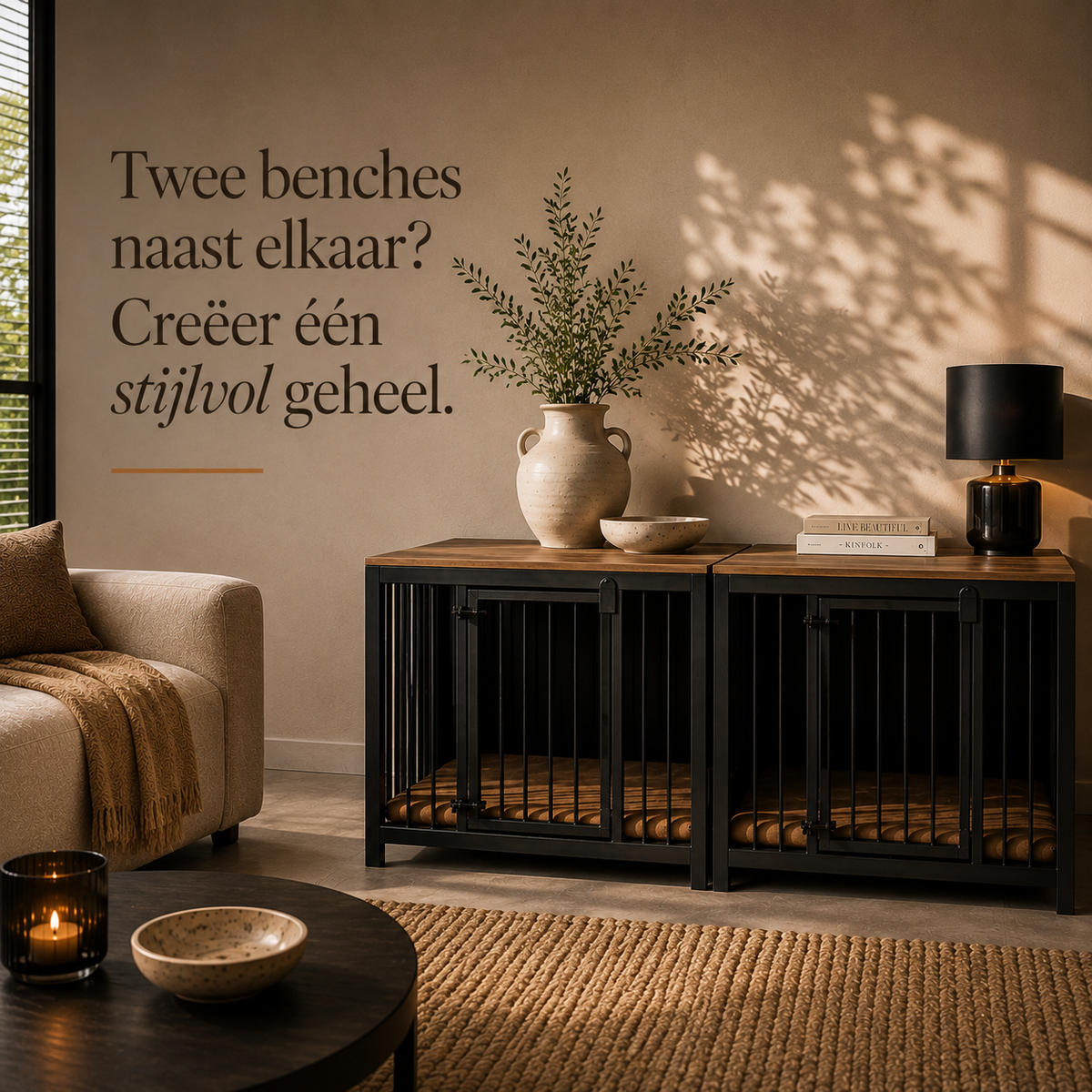 Stalen hondenbench voor in huis – sfeerfoto