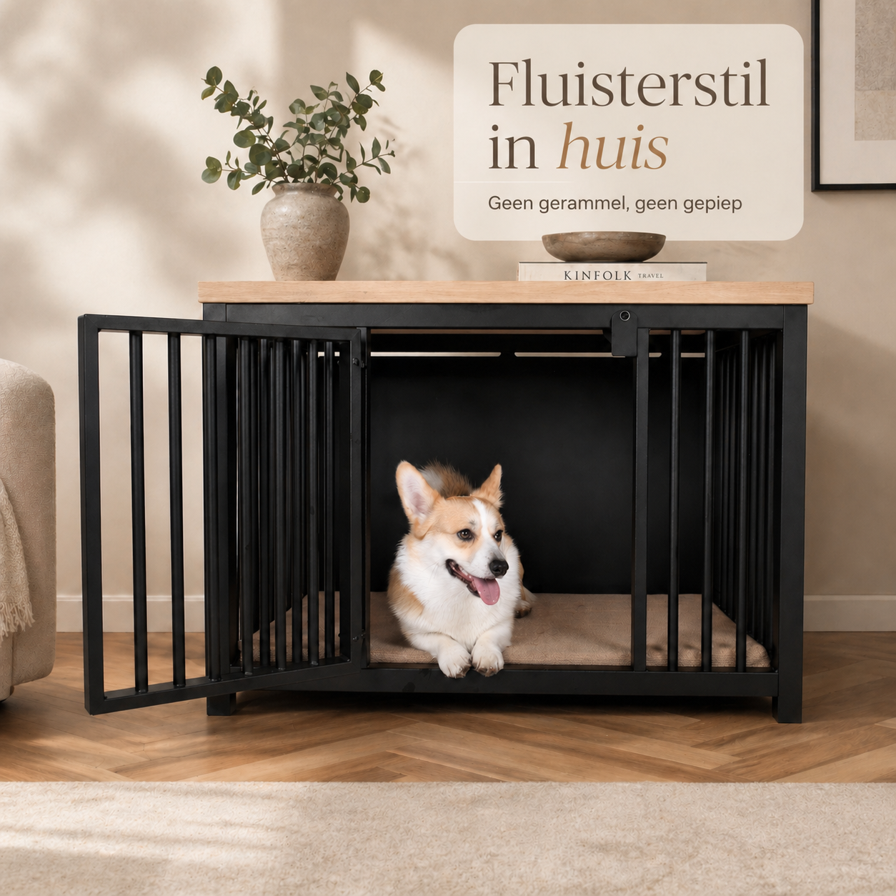 Hondenbench Staal & Massief Eiken – Uitbreken Onmogelijk