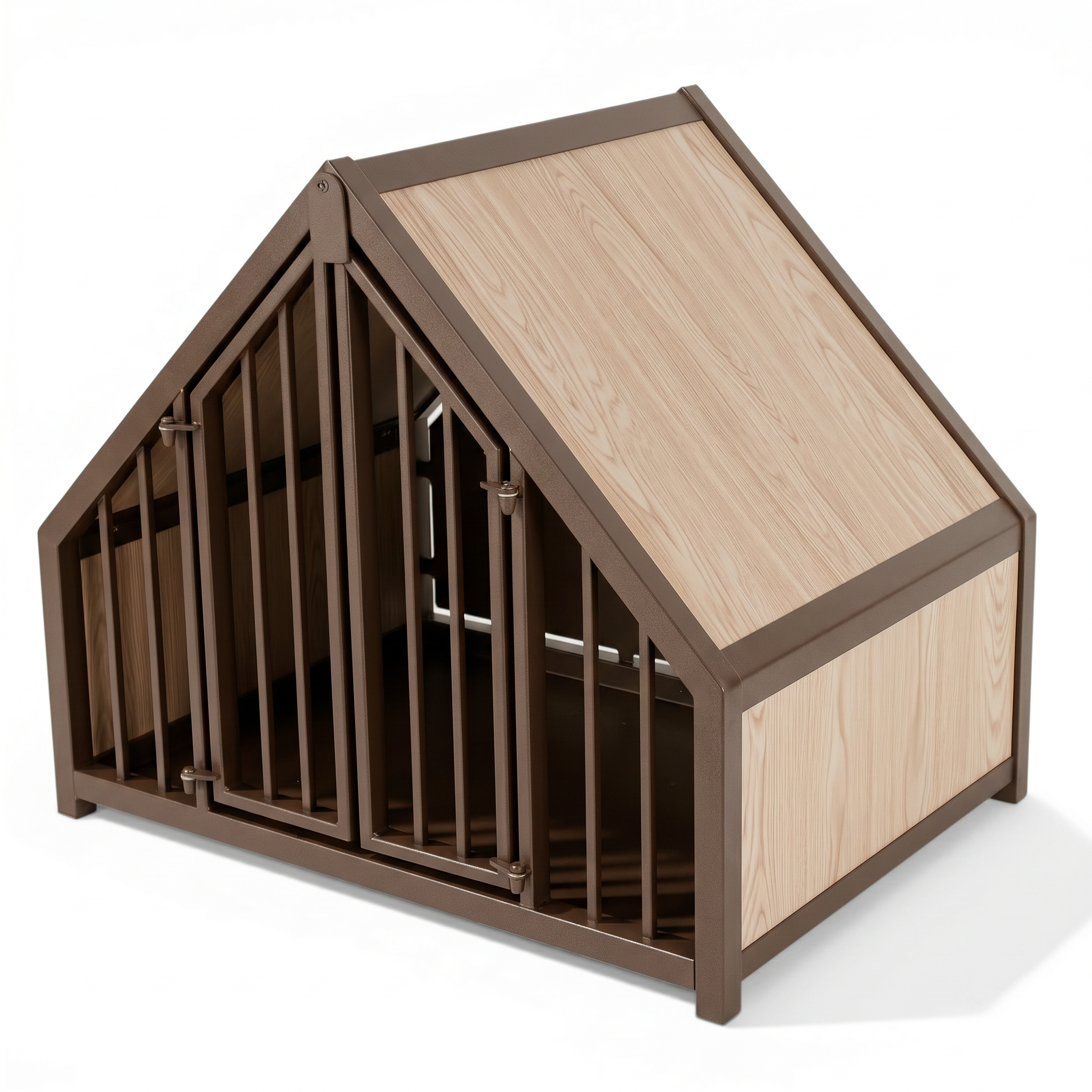 Hondenbench huisje staal en hout light oak