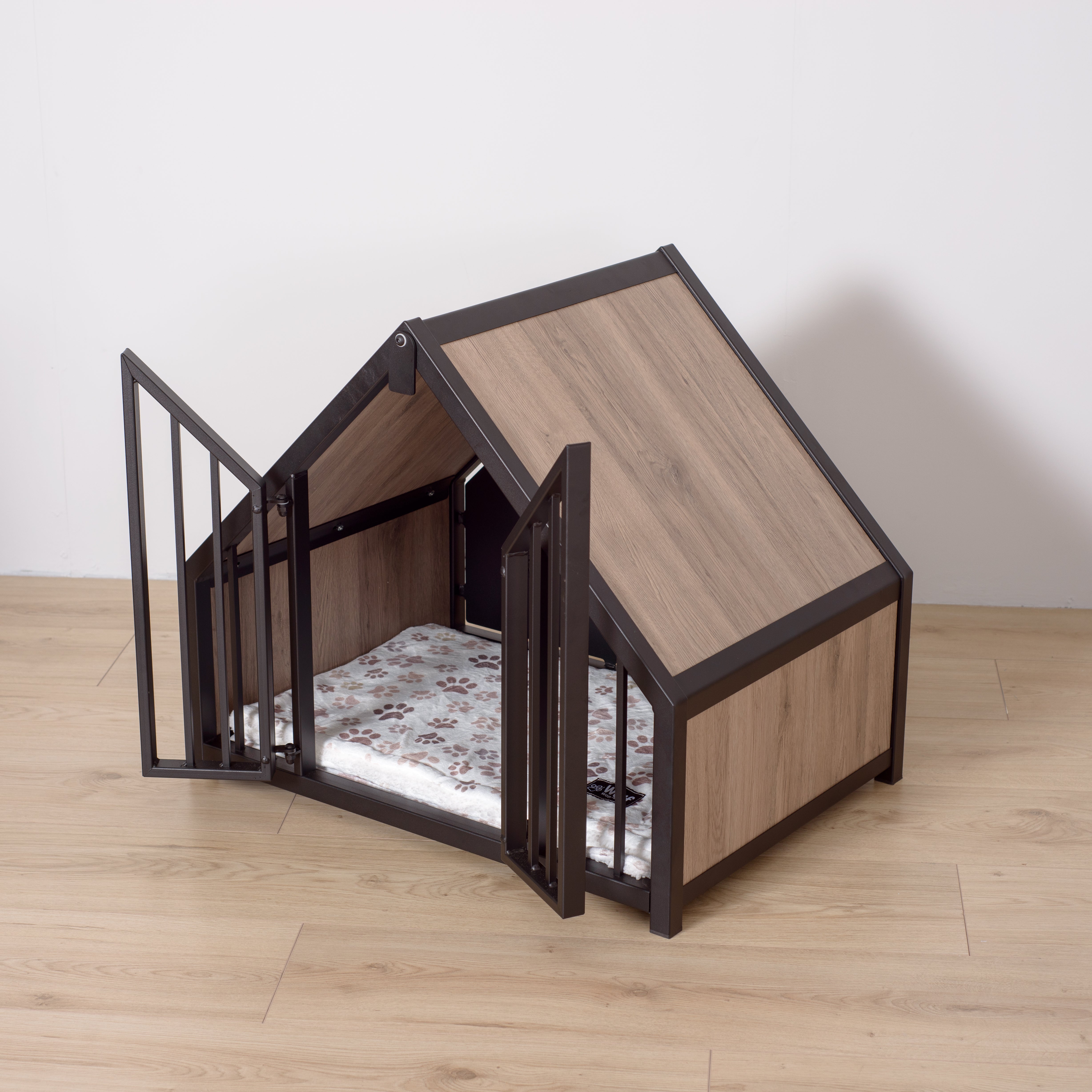 Hondenbench huisje staal en hout Sanremo oak