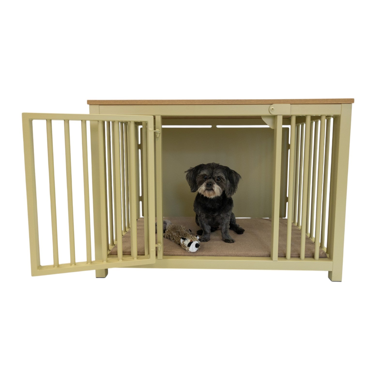Hondenbench staal Champagne & light oak Maat M    ALLEEN AFHALEN